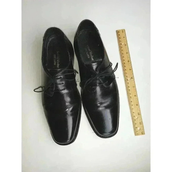 Samuel Windsor Black Leather Square  Toe Lace Up Oxfords Shoes Men's 8 - Picture 5 of 9